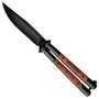 Heritage Flip Classic Wood Inlay Butterfly Knife, Black Drop Point Blade