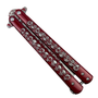 Skullstrike Specter 3D Skull Red Balisong, Faux Drop Point Blade, Closed View