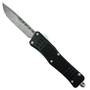 Damascus Contrast Large OTF Auto Knife, Drop Point Laser Etched Blade