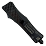 RapidStrike Small Black Carbon Fiber OTF Knife, Black Tanto Blade, Clip View