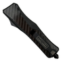 RapidStrike Large Black Carbon Fiber OTF Knife, Black Tanto Blade, Clip View