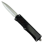 Stealth Weave Black Carbon Fiber Inlay OTF Knife, Satin Dagger Blade