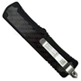 Stealth Weave Black Carbon Fiber Inlay OTF Knife, Satin Dagger Blade, Clip View