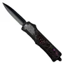 Forged Pulse Purple Marbled Carbon Fiber Inlay OTF Knife, Black Dagger Blade