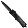 Forged Ember Red Marbled Carbon Fiber Inlay OTF Knife, Black Dagger Blade