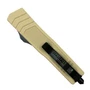 Strike Response Desert Tan Zinc Alloy OTF Auto Knife, Black Clip Point Blade, Clip View