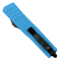 Strike Response Blue Zinc Alloy OTF Auto Knife, Black Clip Point Blade, Clip View