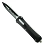 Midnight Front Switch Aluminum OTF Knife, Black Dagger Blade