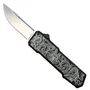 SOS Knives Art Deco Black OTF Knife, Satin Drop Point Blade