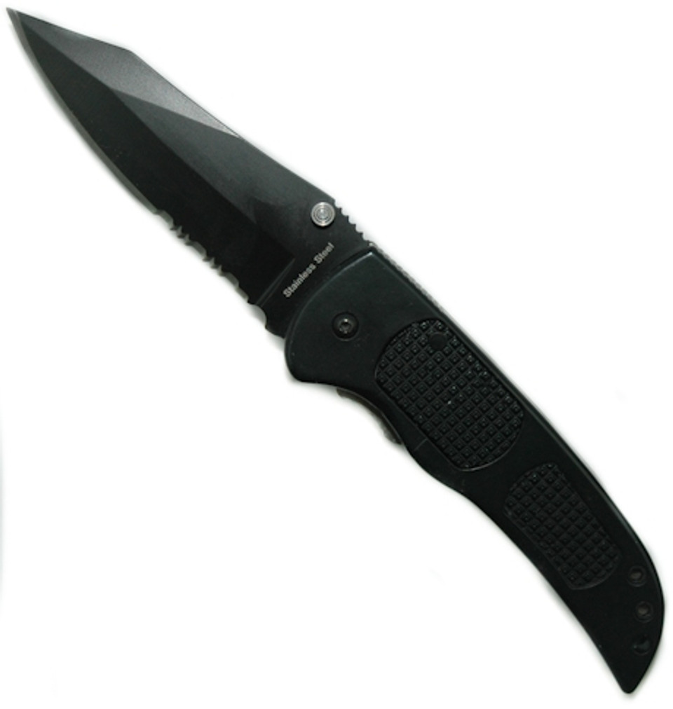 Hunter, Dual Action Automatic Knife, Black Handle, Black Blade