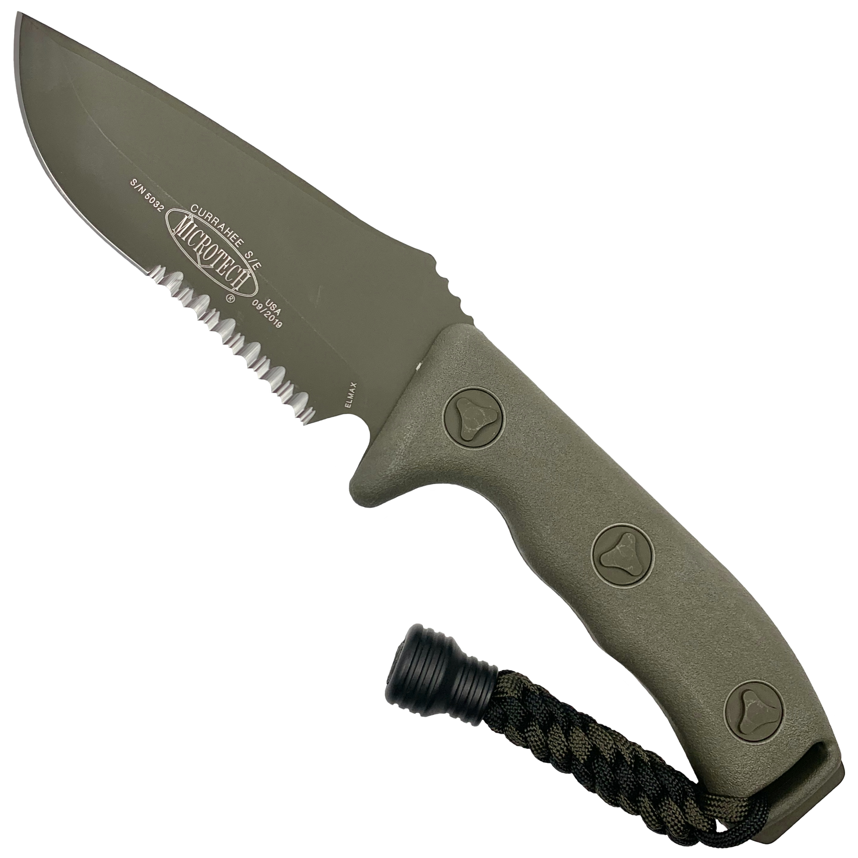 Microtech OD Green Currahee S/E Fixed Blade Knife, OD Green Combo Blade