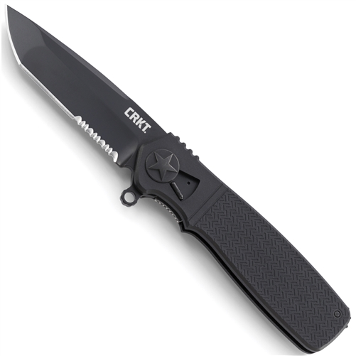 CRKT K260KKS Homefront Tactical Tanto Flipper Knife, Black Combo Blade
