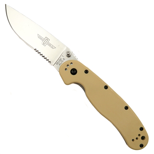 Ontario 8849DT Desert Tan RAT Model 1 Folder Knife, AUS-8 Satin