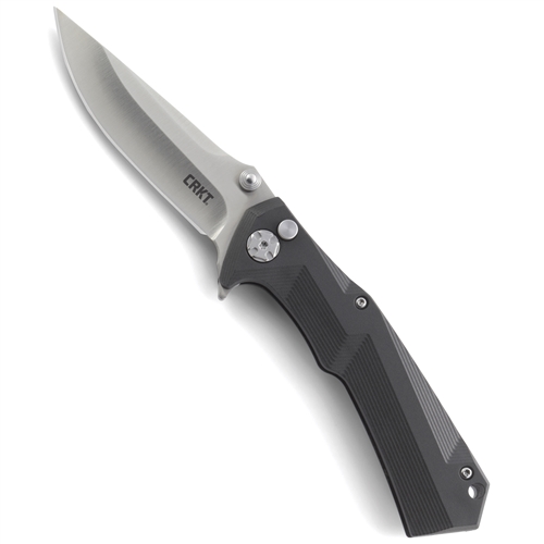 CRKT Tighe TAC Two Clip Point Flipper Knife, Button Lock, Satin