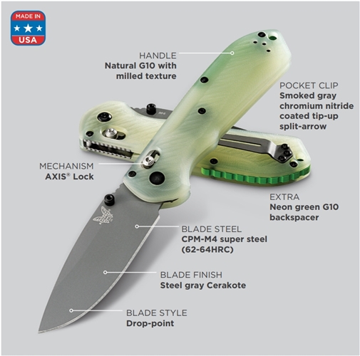 Benchmade Limited 560BK-1801 Freek Natural G-10 Folder Knife, CPM