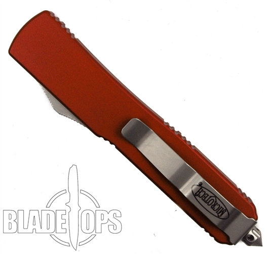 Orginal Microtech Otf Microtech Orange Ultratech OTF Knife, Satin Single Edge Plain Blade