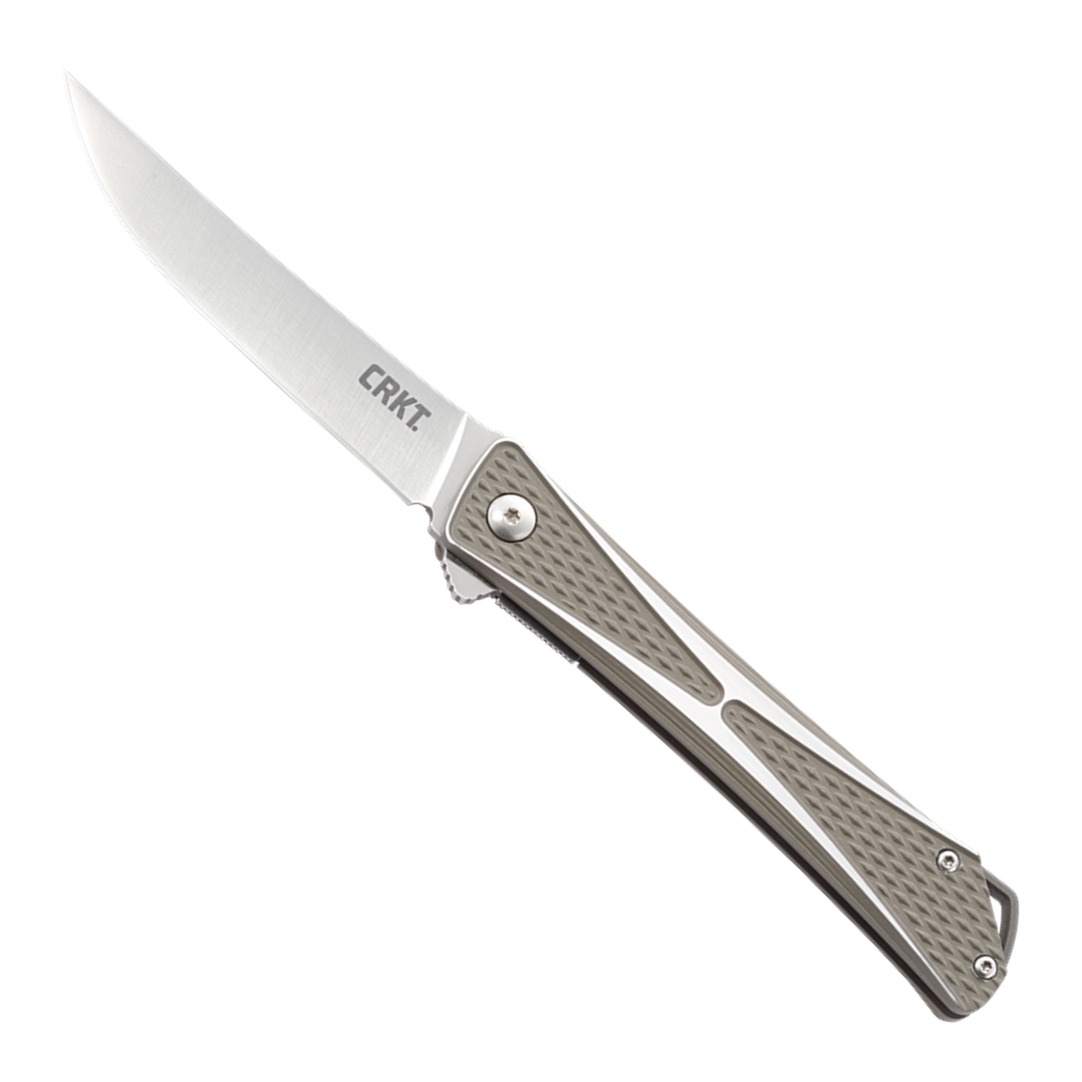 45R フライスのバッテンキャミ（トップ）　02グレー 新品未開封 CRKT 7530 Dark Grey/Silver Crossbones Flipper Knife, AUS-8 Satin Blade