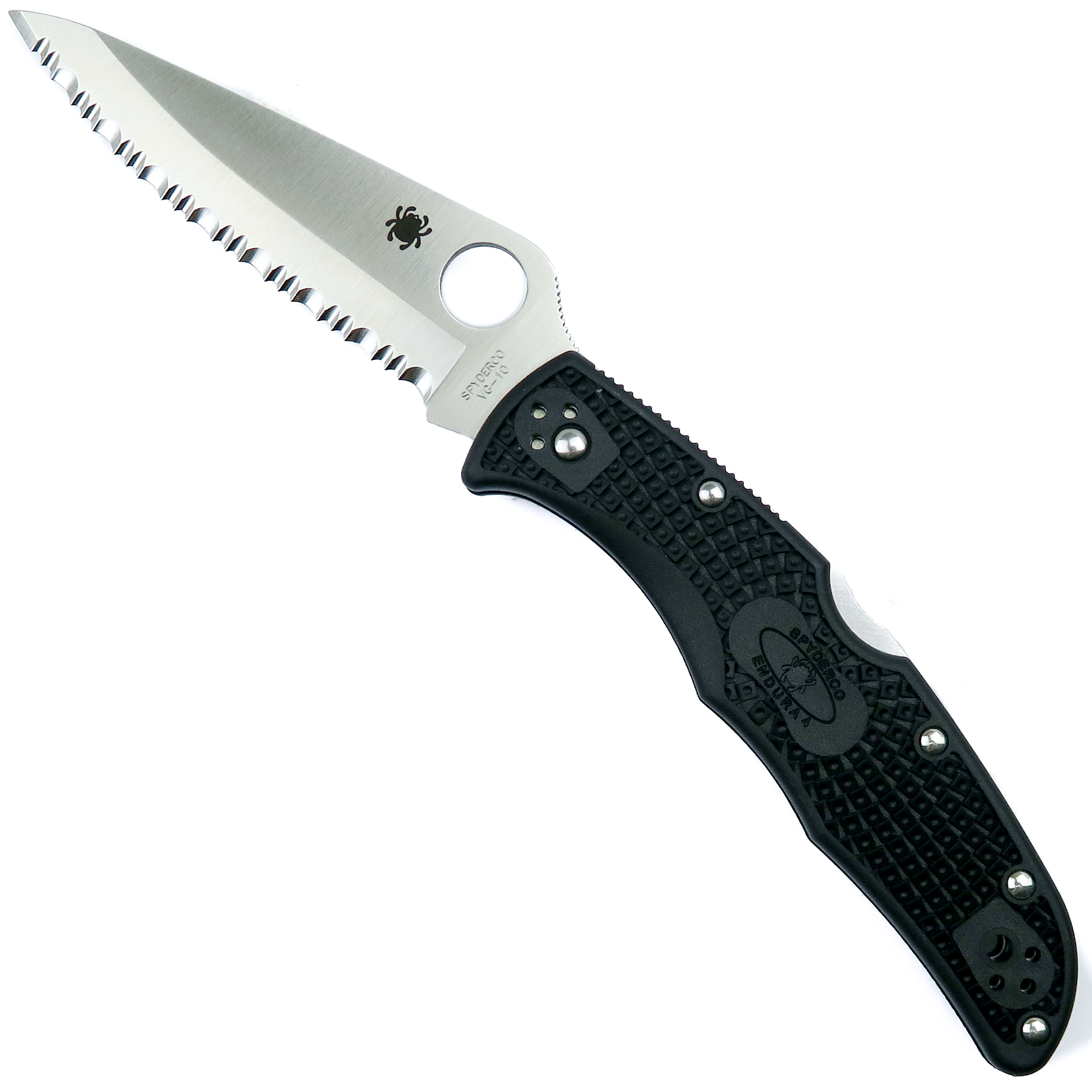 Endunga Wambo Spyderco Endura 4 Folder Knife, VG-10 Satin Combo Blade
