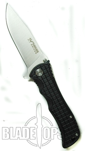 Blackjack Model 1 Drop Point Spring Assist Knife, Black, PLN, BJ032