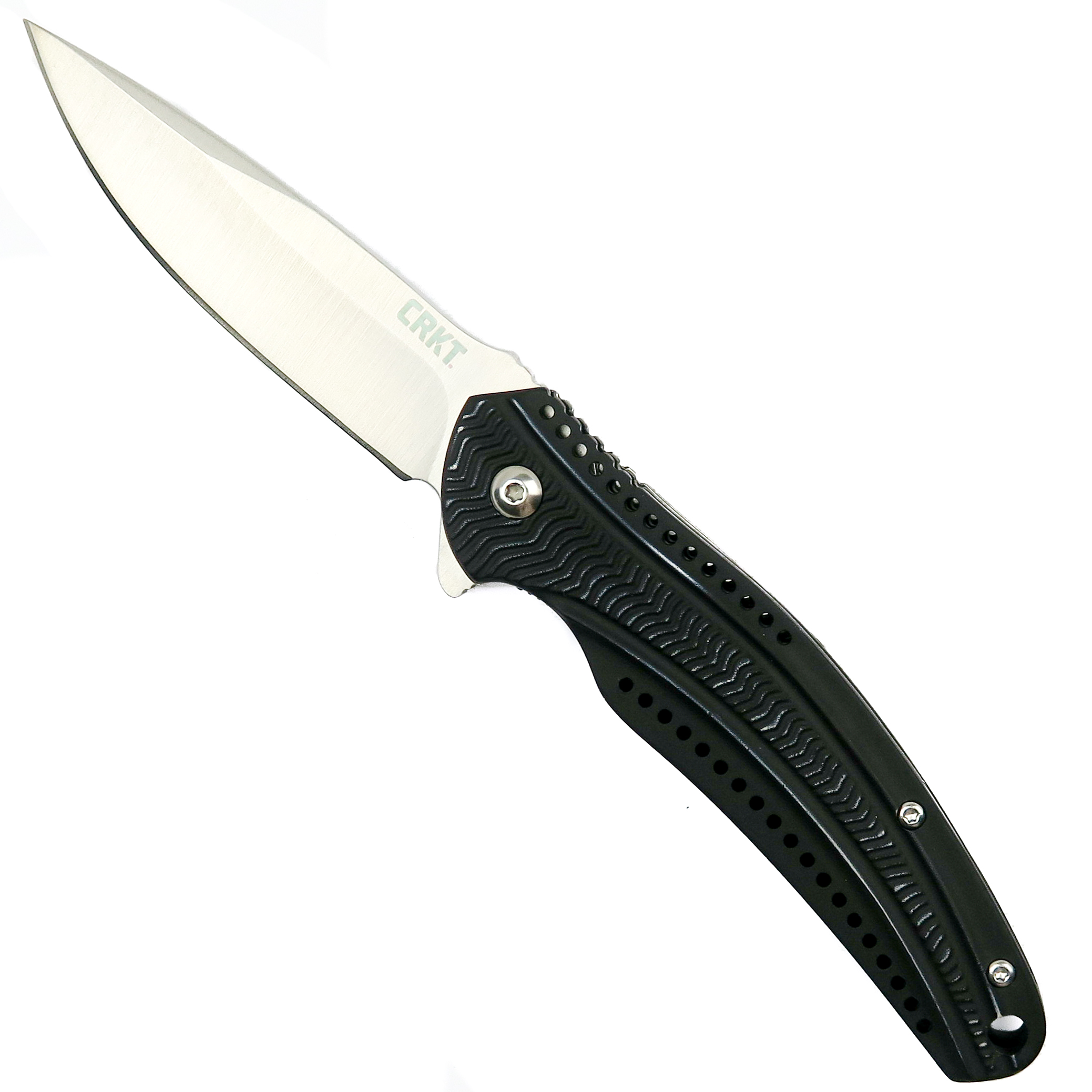 CRKT Ken Onion Ripple Knife, Aluminum Black Handle, Polished Blade