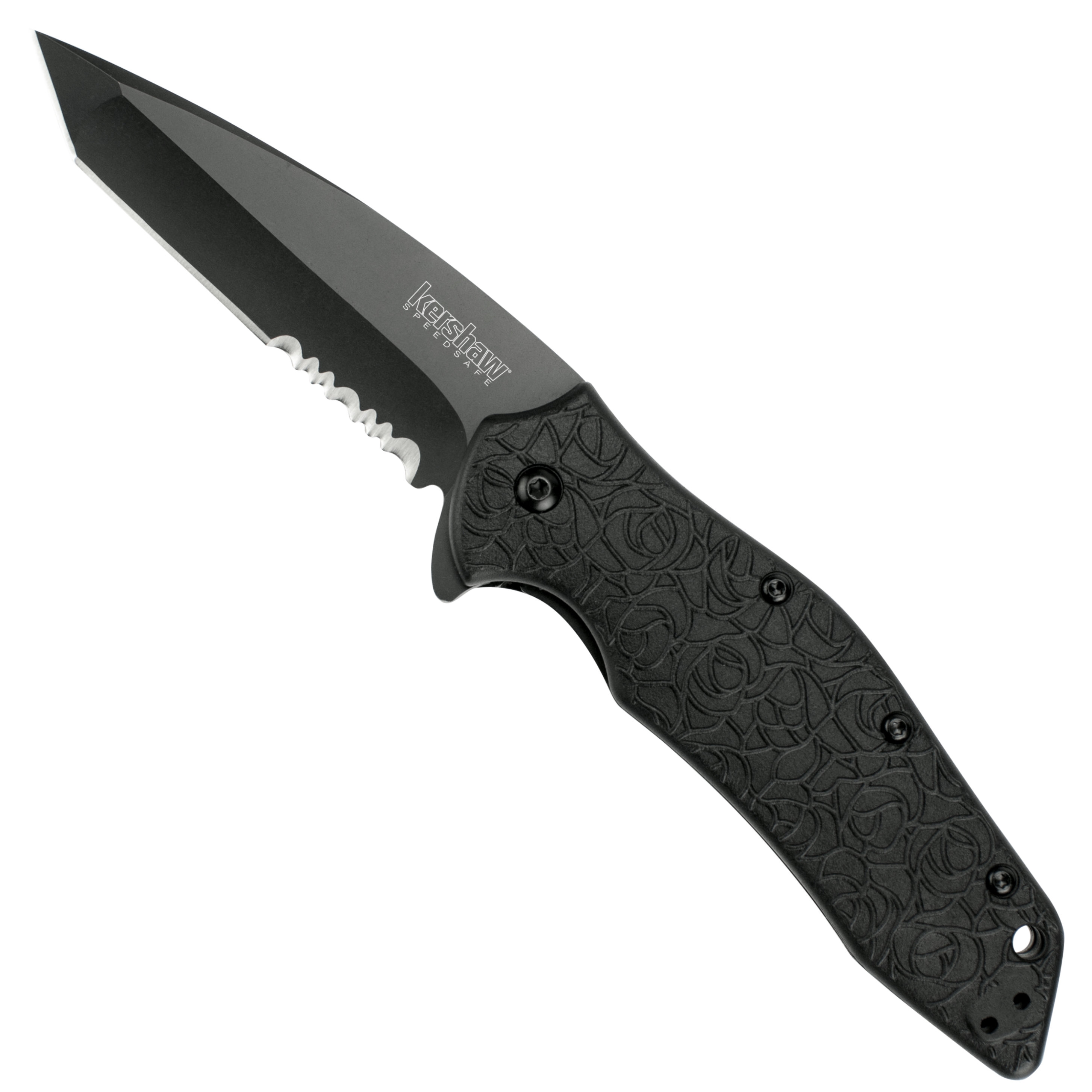 Kershaw Kuro Spring Assist Knife, Black Combo Blade, 1835TBLKST