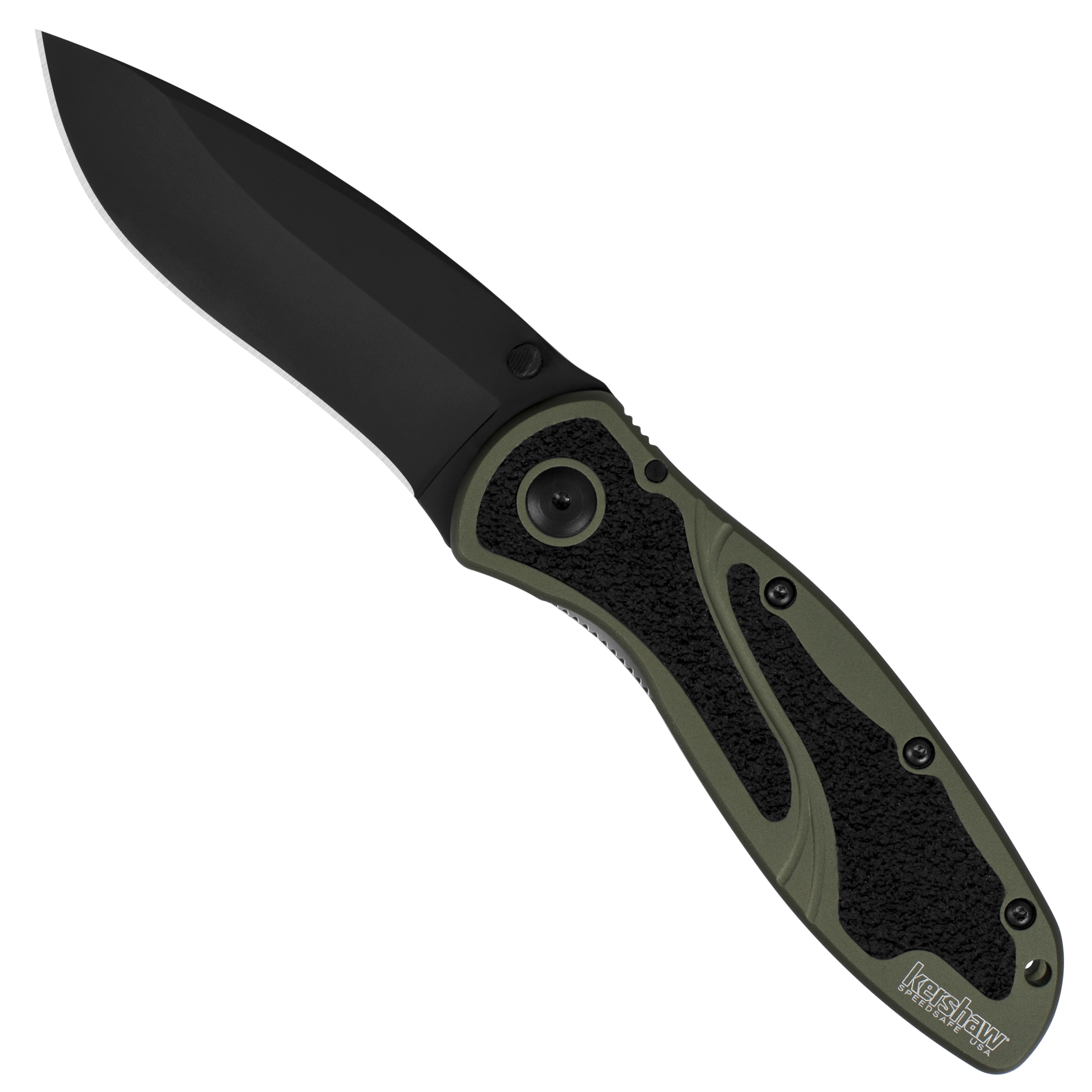 ブライトリバー　ガルボ Kershaw Olive Blur Spring Assisted Knife, Black Plain Edge Blade