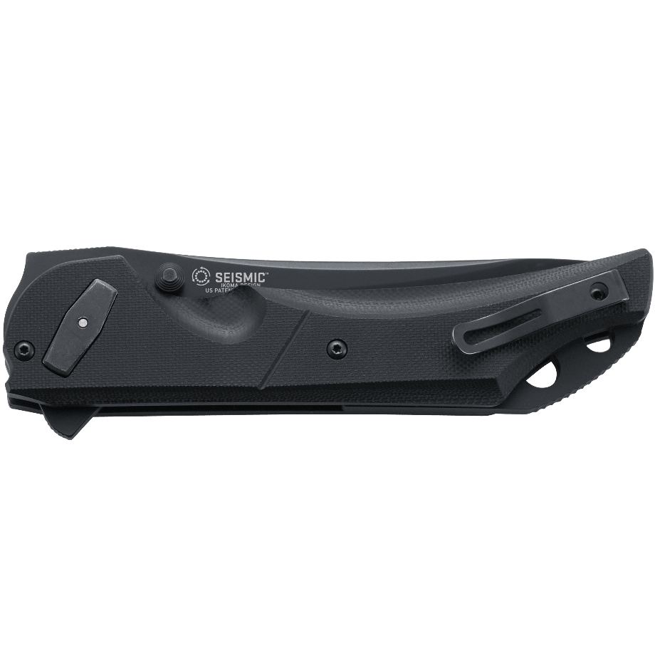 CRKT Seismic Deadbolt Lock Flipper Knife, Black Combo Blade