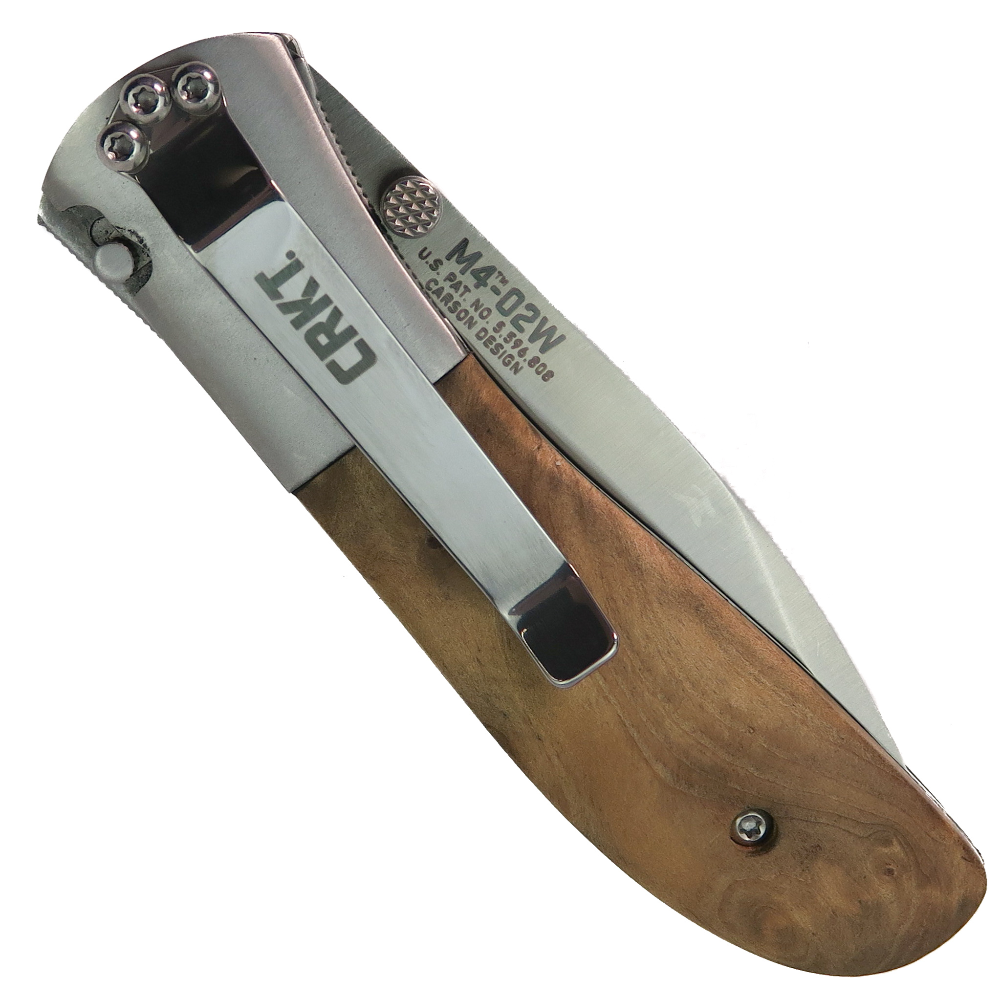 CRKT M4-02W Burl Wood Spring Assist Knife, Satin Blade