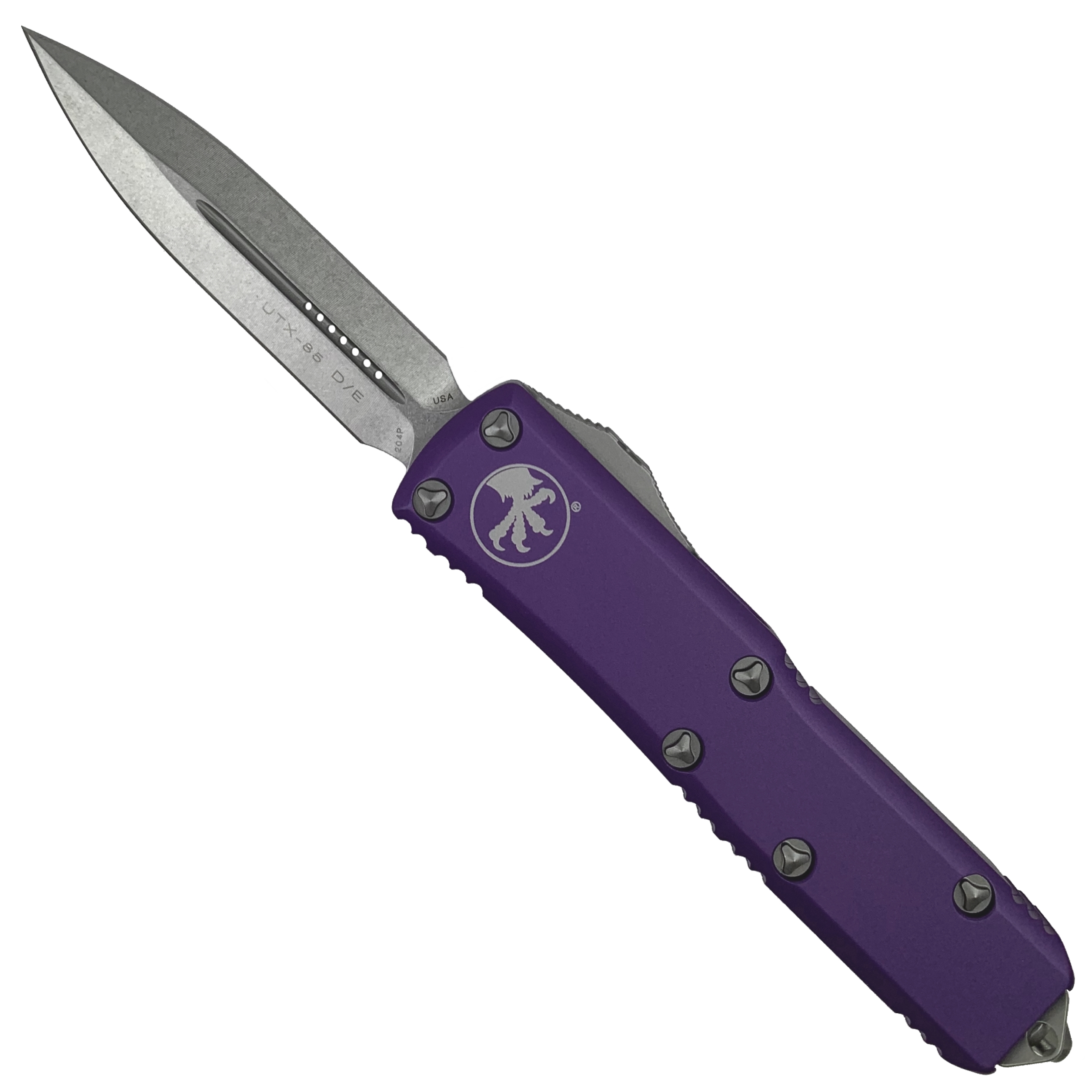 Microtech Purple UTX-85 Dagger OTF Auto Knife, Stonewash Blade