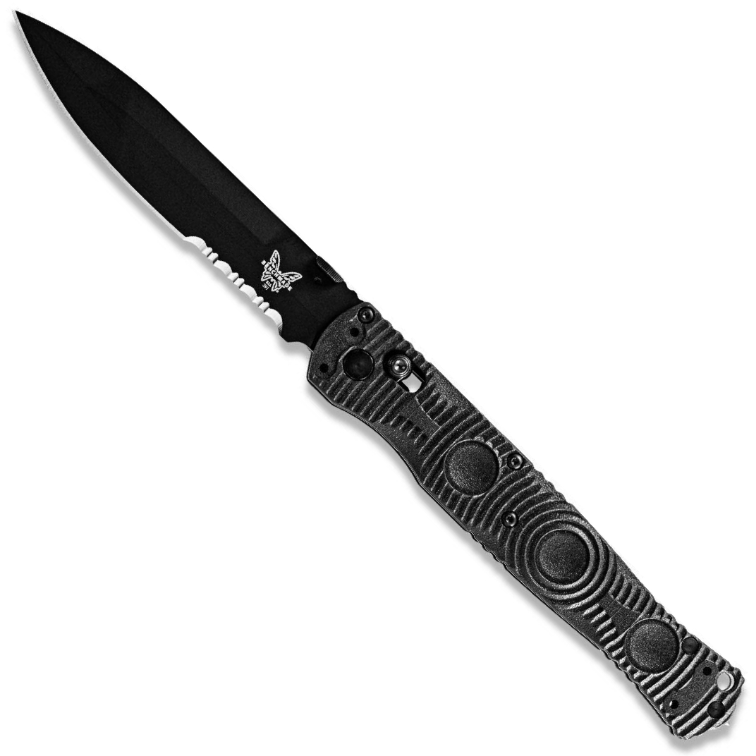 Benchmade SOCP Tactical Folder Knife, D2 Black Combo Blade | BladeOps