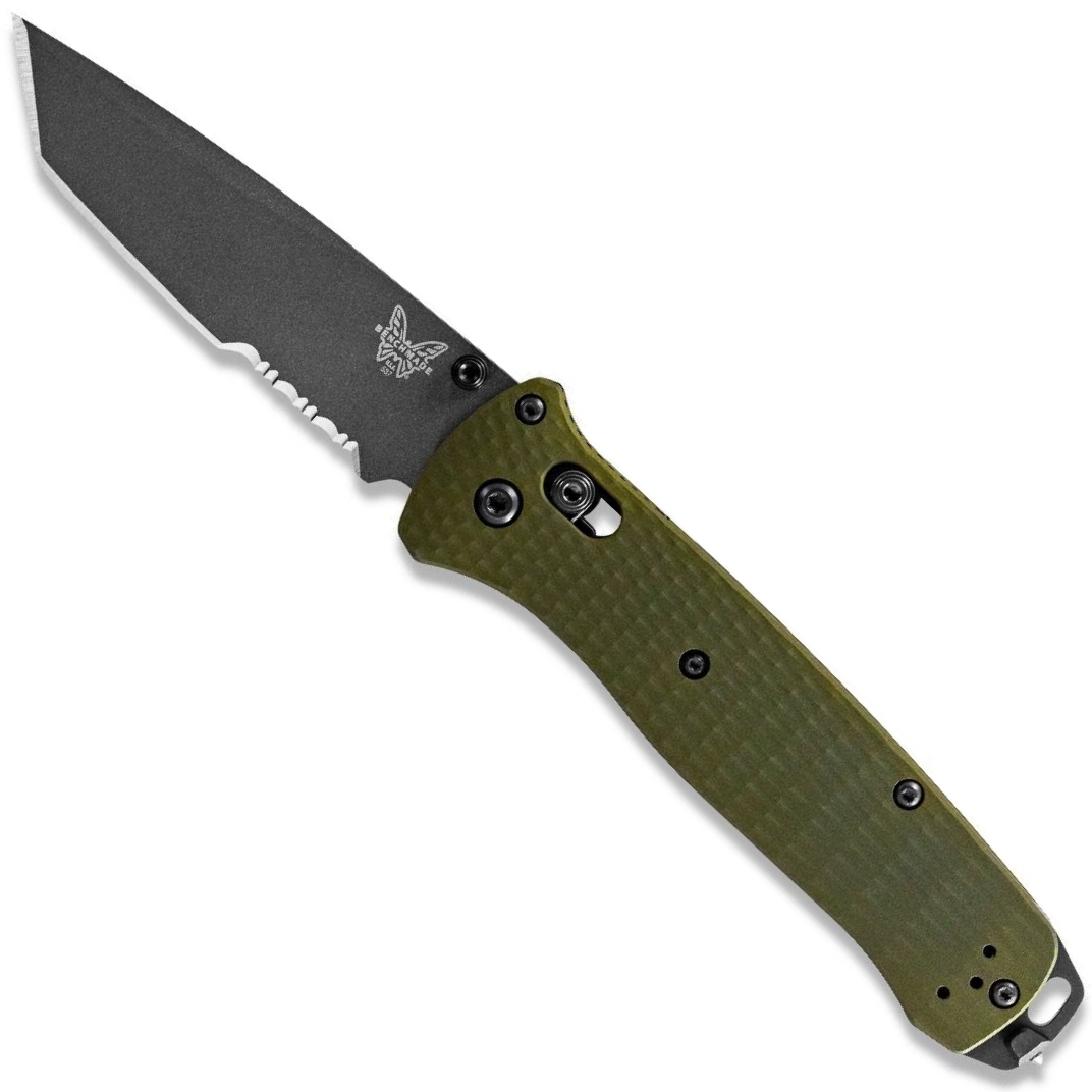 Benchmade Woodland Green Bailout Tanto Folder Knife, CPMM4 Combo Blade