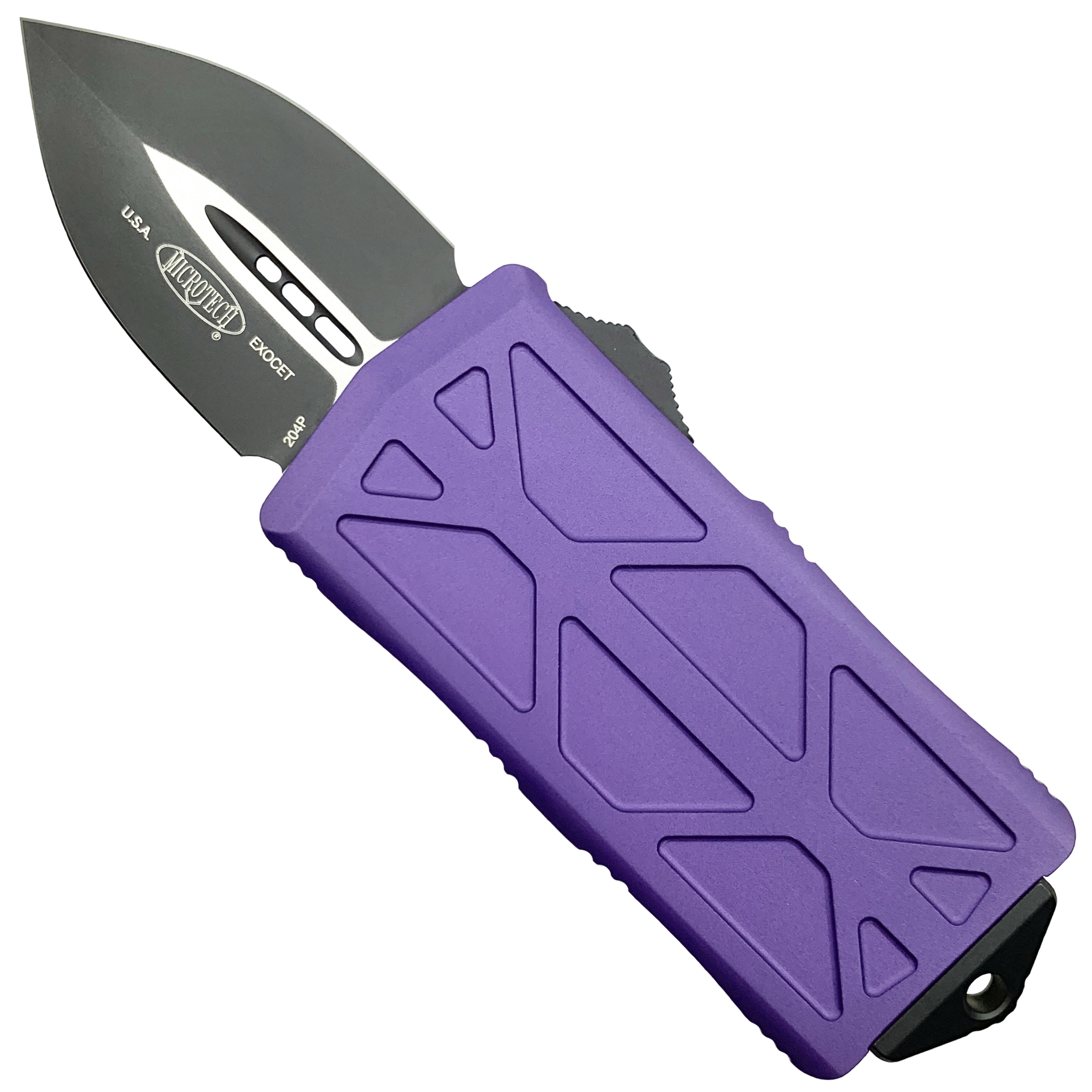 Microtech Purple Exocet OTF Auto Knife, Black Blade
