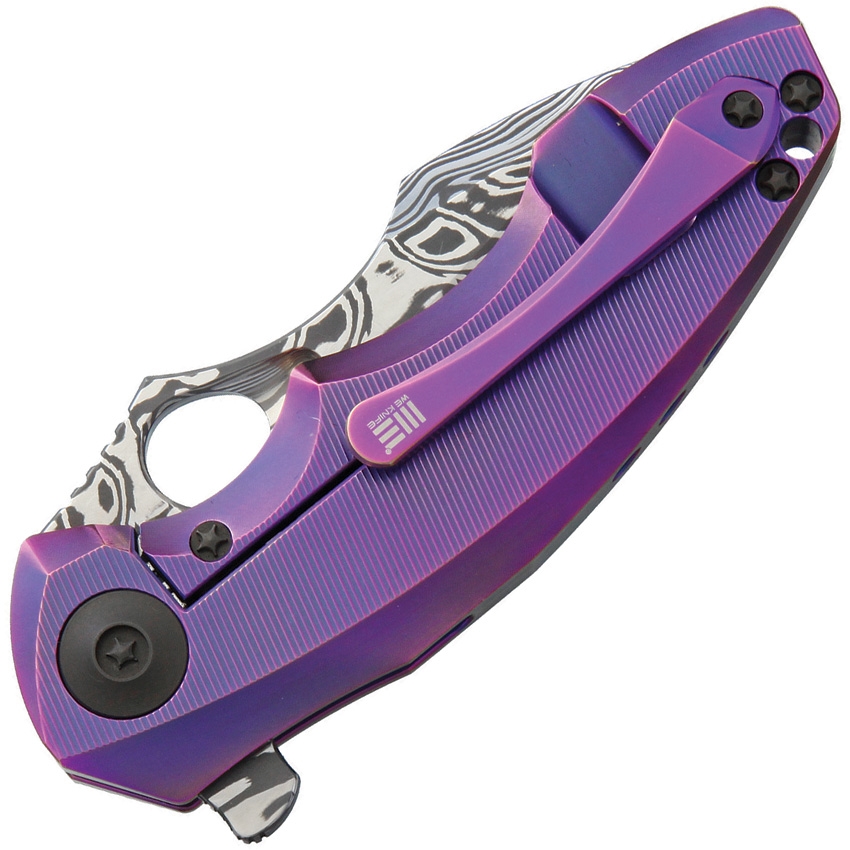 16＜water-flap＞　RREA・メタルパープル　3ペア WE Knife Co. Purple 605DS Titanium Flipper Knife, Damasteel Blade