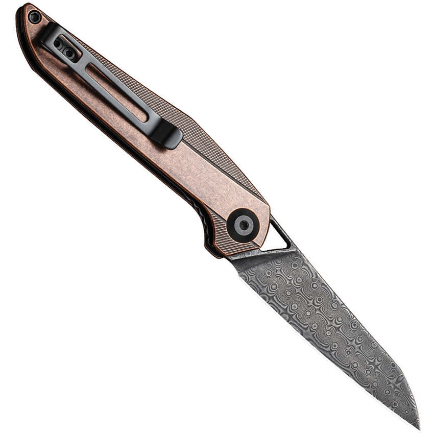 CIVIVI Copper McKenna Flipper Knife, Black Raindrop Damascus Blade