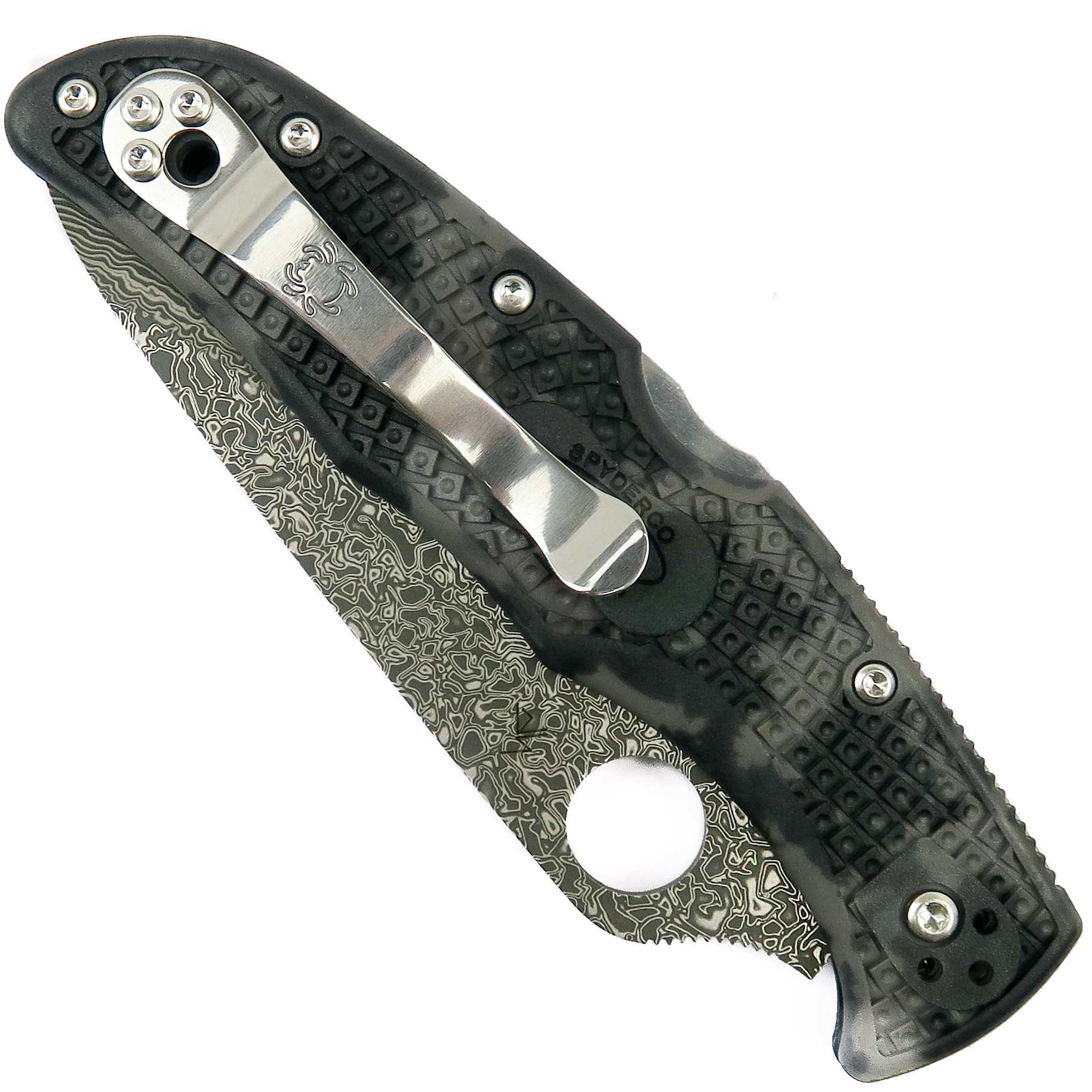 Spyderco Endura 4 ZOME Gray FRN Folder Knife, Damascus Plain Blade 