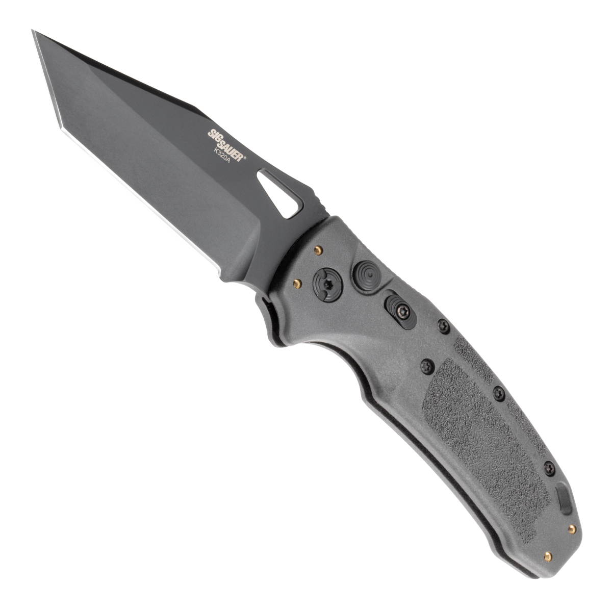 SIG Sauer Knives K320 Grey Legion Auto Knife, Black Cerakote Tanto