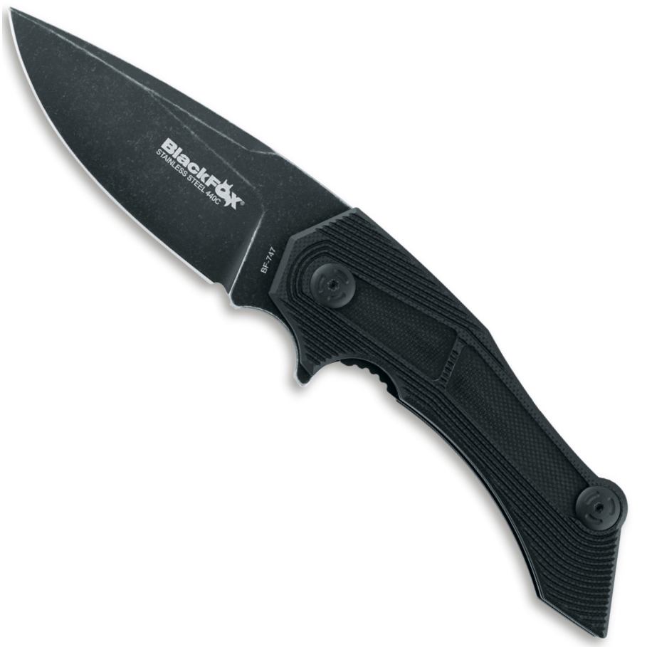 BlackFox Knives BF-747 Willumsen Munin Flipper Knife, Black