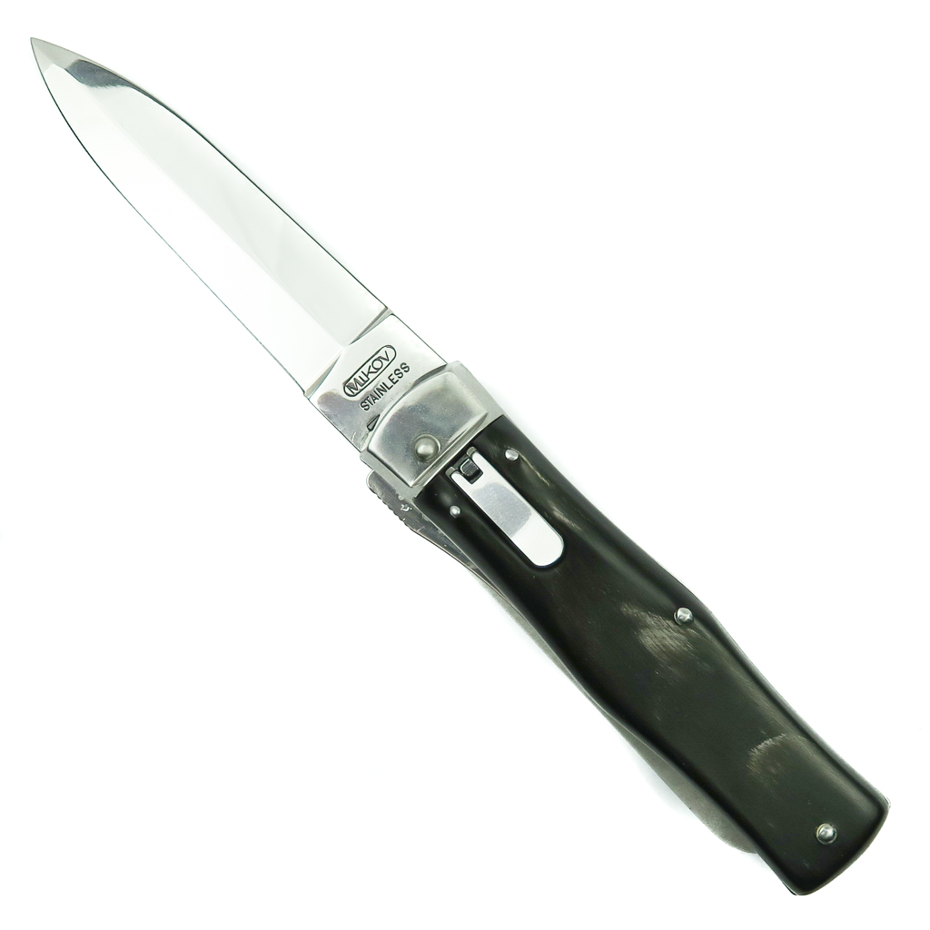 Mikov 241 Predator Buffalo Horn Handle Leverlock Auto Knife
