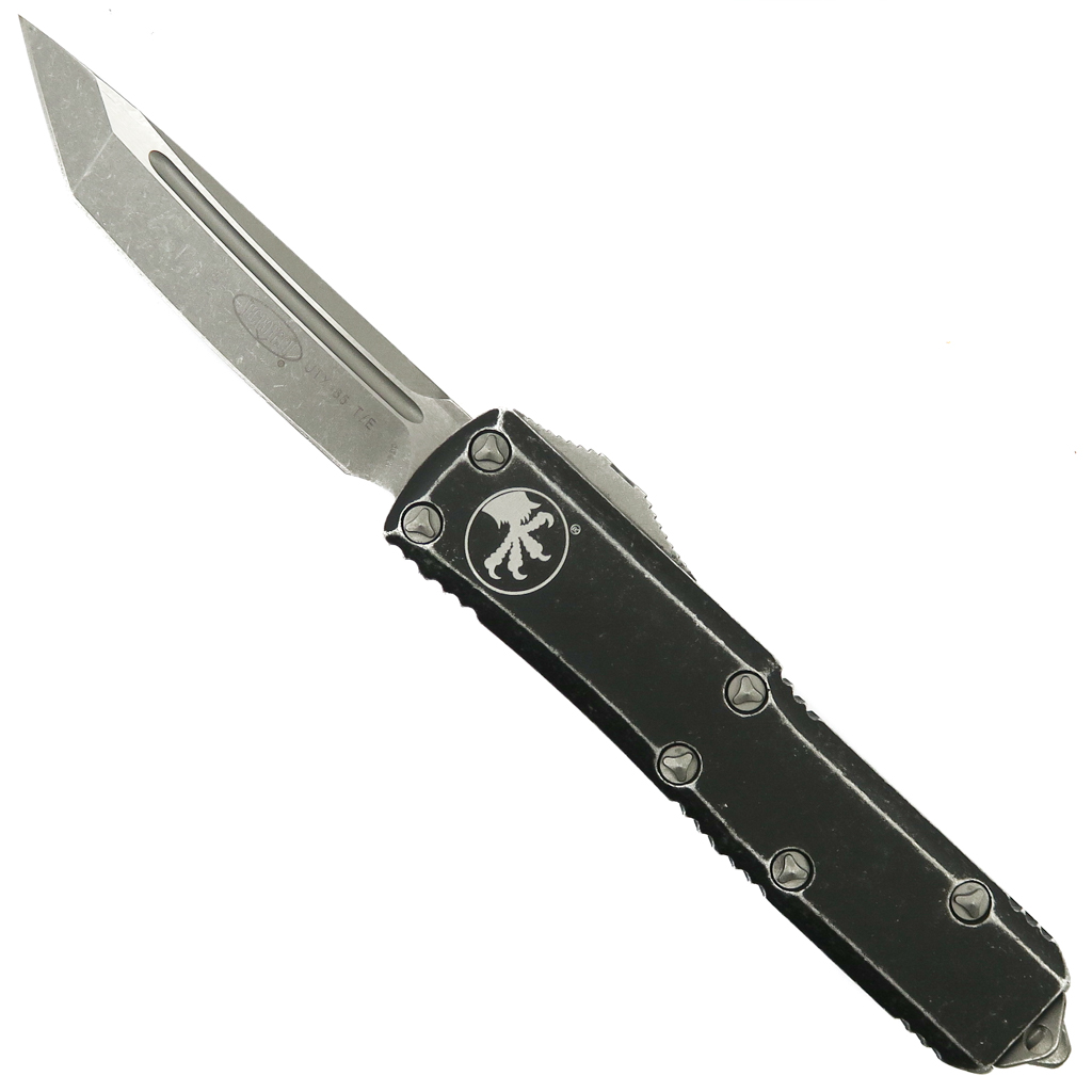 Microtech Distressed Black UTX-85 Tanto OTF Auto Knife