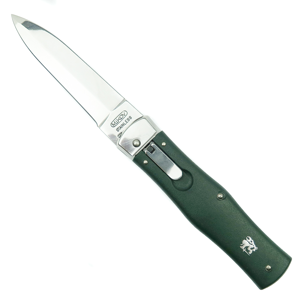 Mikov 241 Predator Green ABS Handle Leverlock Auto Knife with Clip