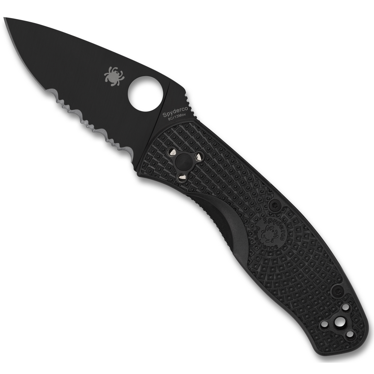 Spyderco Persistence Lightweight Black Blade Folding Partially Serrated