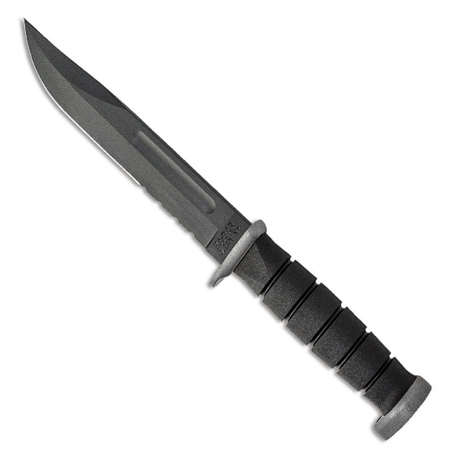 KaBar D2 Extreme Fighting Knife, Black Combo Edge BladeOps