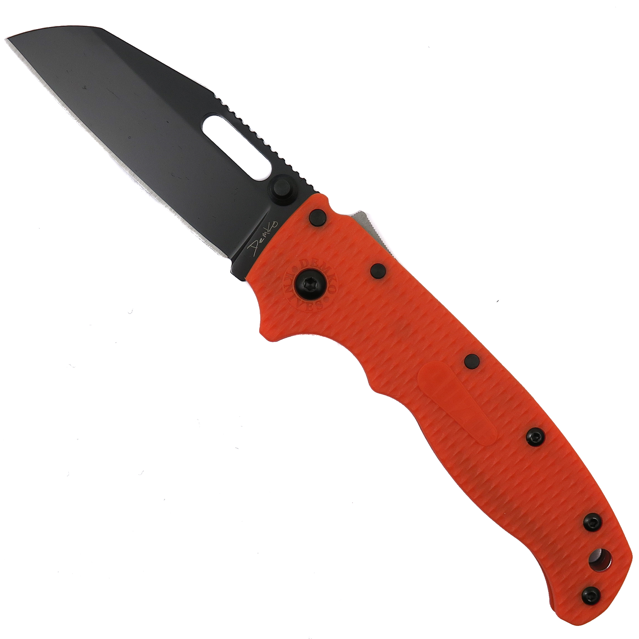 Demko Knives Orange AD20.5 Shark Lock, Black Shark Foot Blade