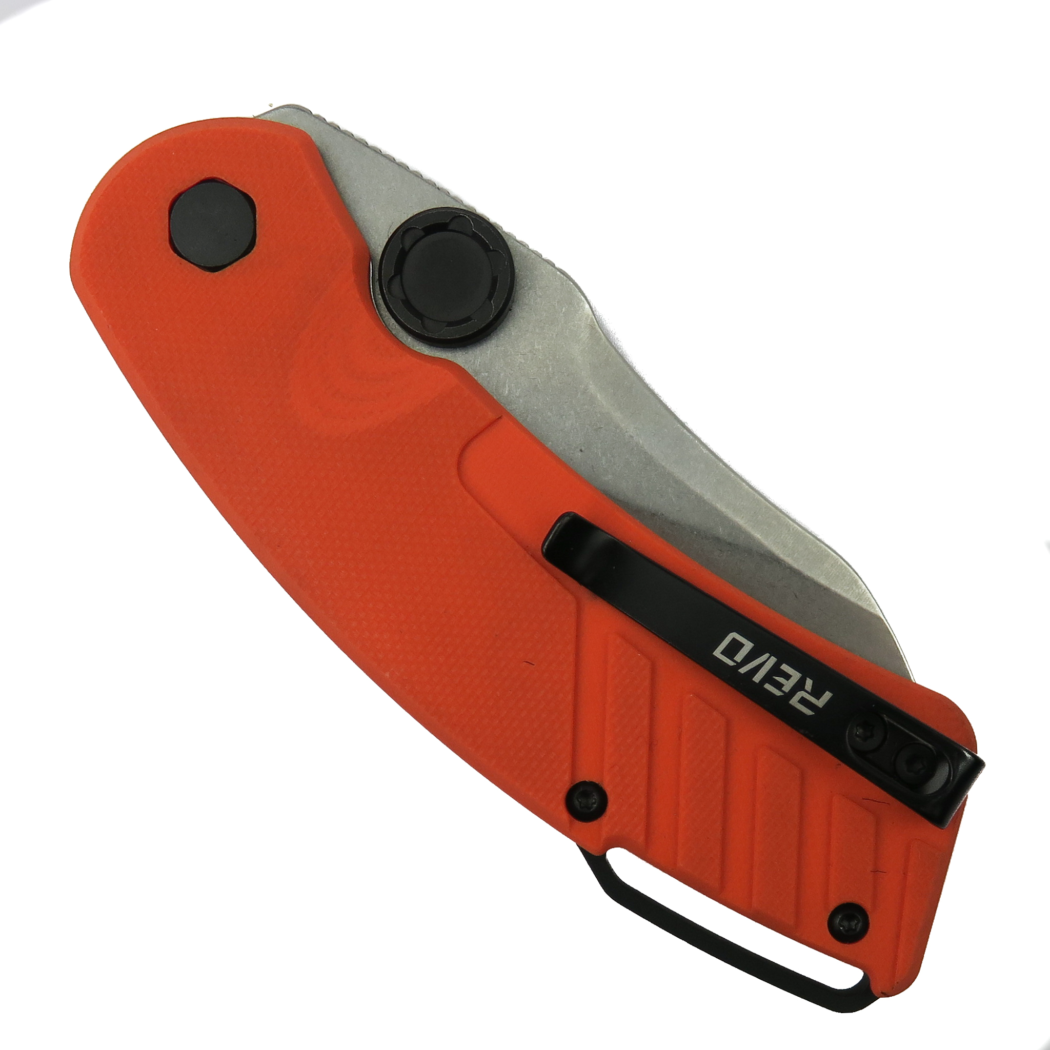 REVO Orange G-10 Recoil Rapid Assist Knife, Stonewash Blade | BladeOps