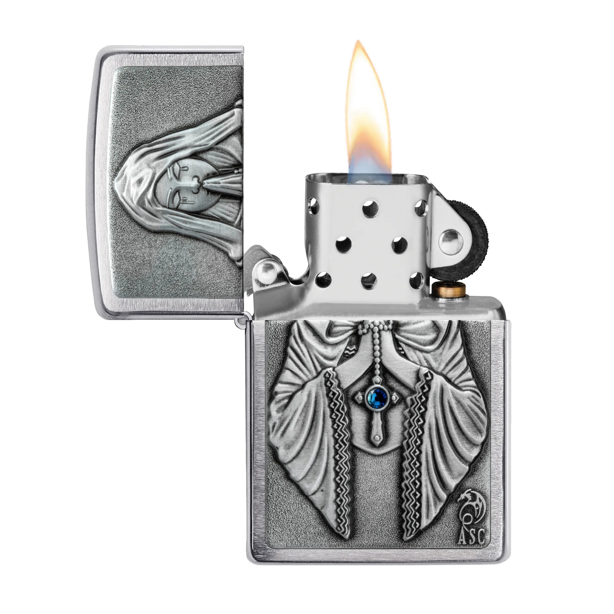 Zippo 200 Anne Stokes Gothic Prayer Emblem Chrome
