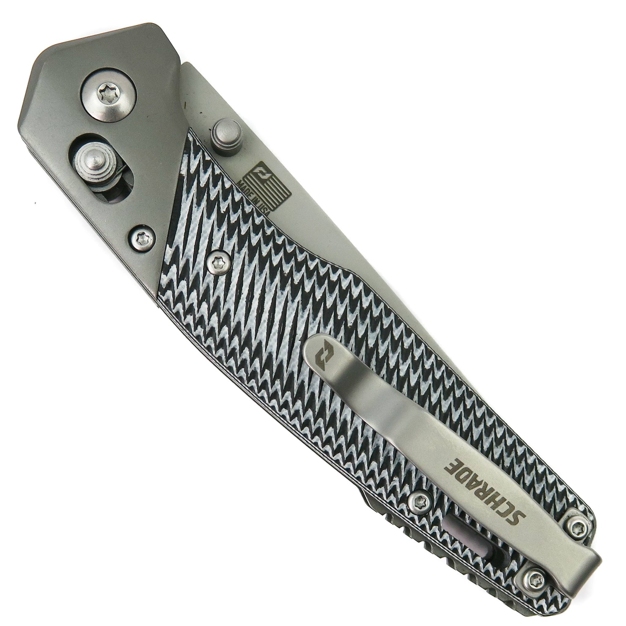 Schrade Black and Gray G10 Truix Pivot Lock Folder Knife, Satin