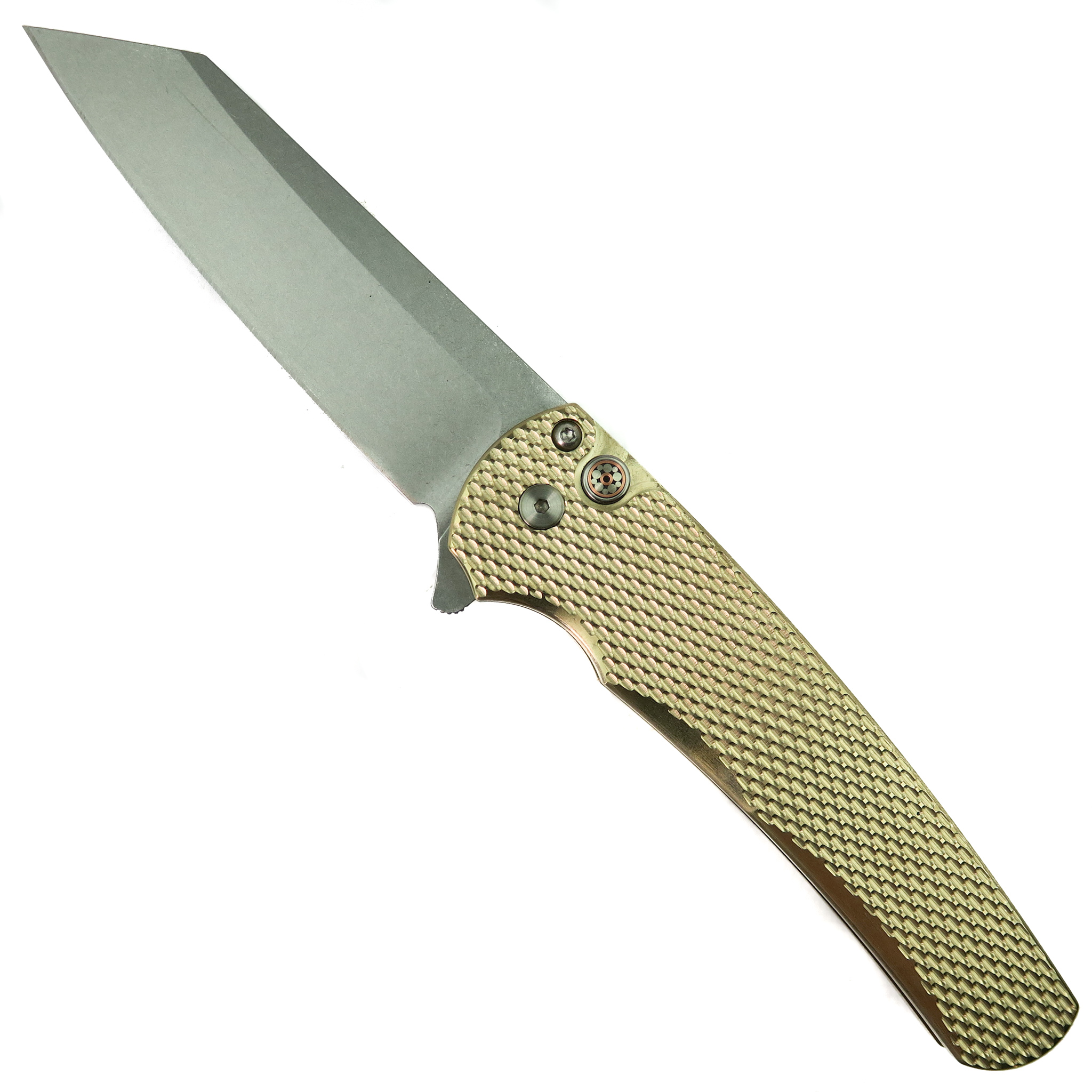 Pro-Tech Bronze Textured Malibu Flipper Knife, Stonewash Tanto