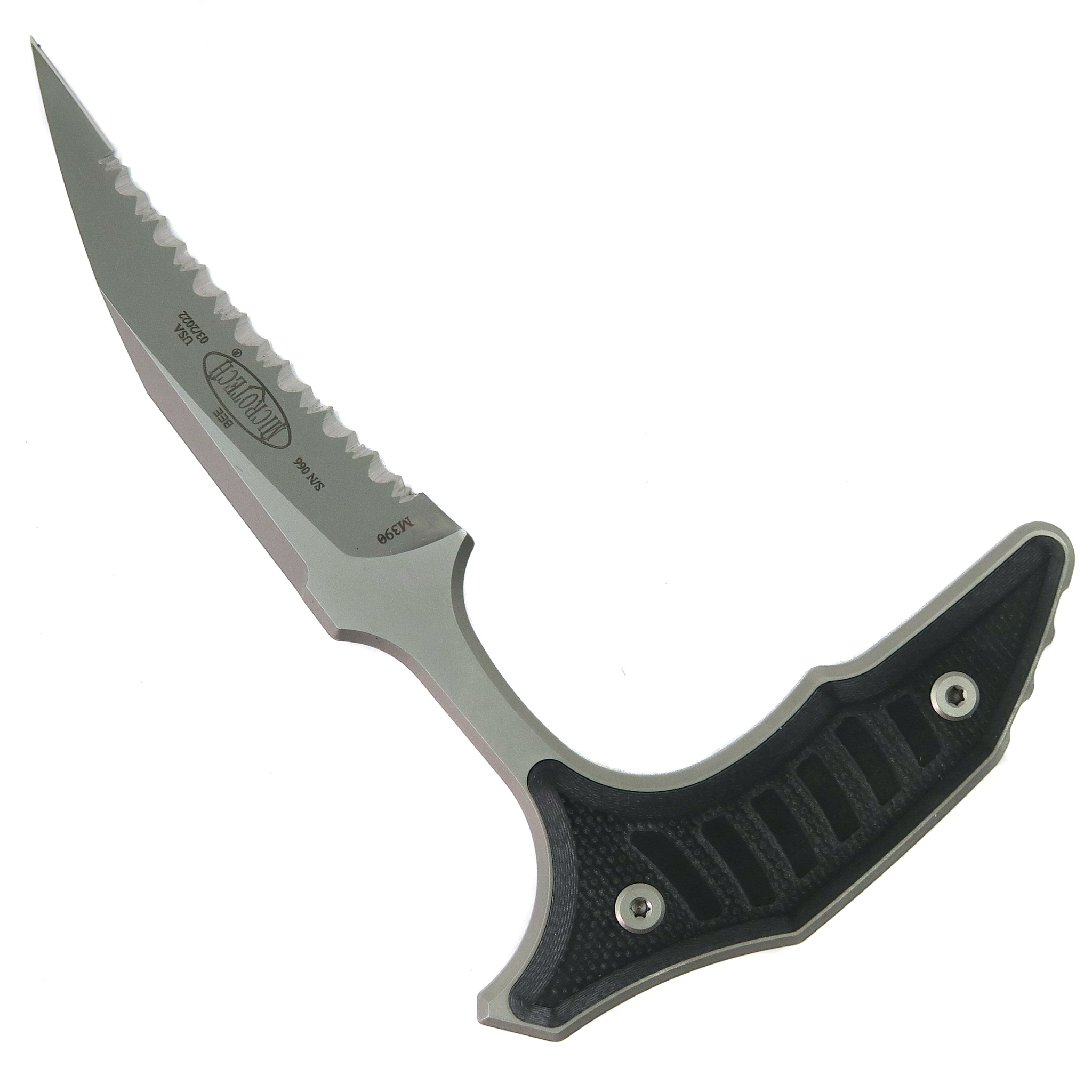 Microtech Black G10 Bastinelli Bee Push Dagger, Serrated Blade