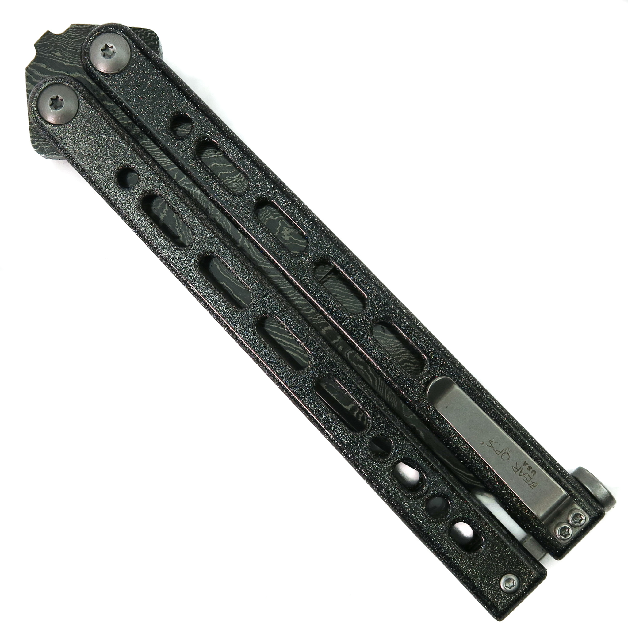 Bear OPS Bear Song VIII Steel Galaxy Butterfly Knife, Damascus