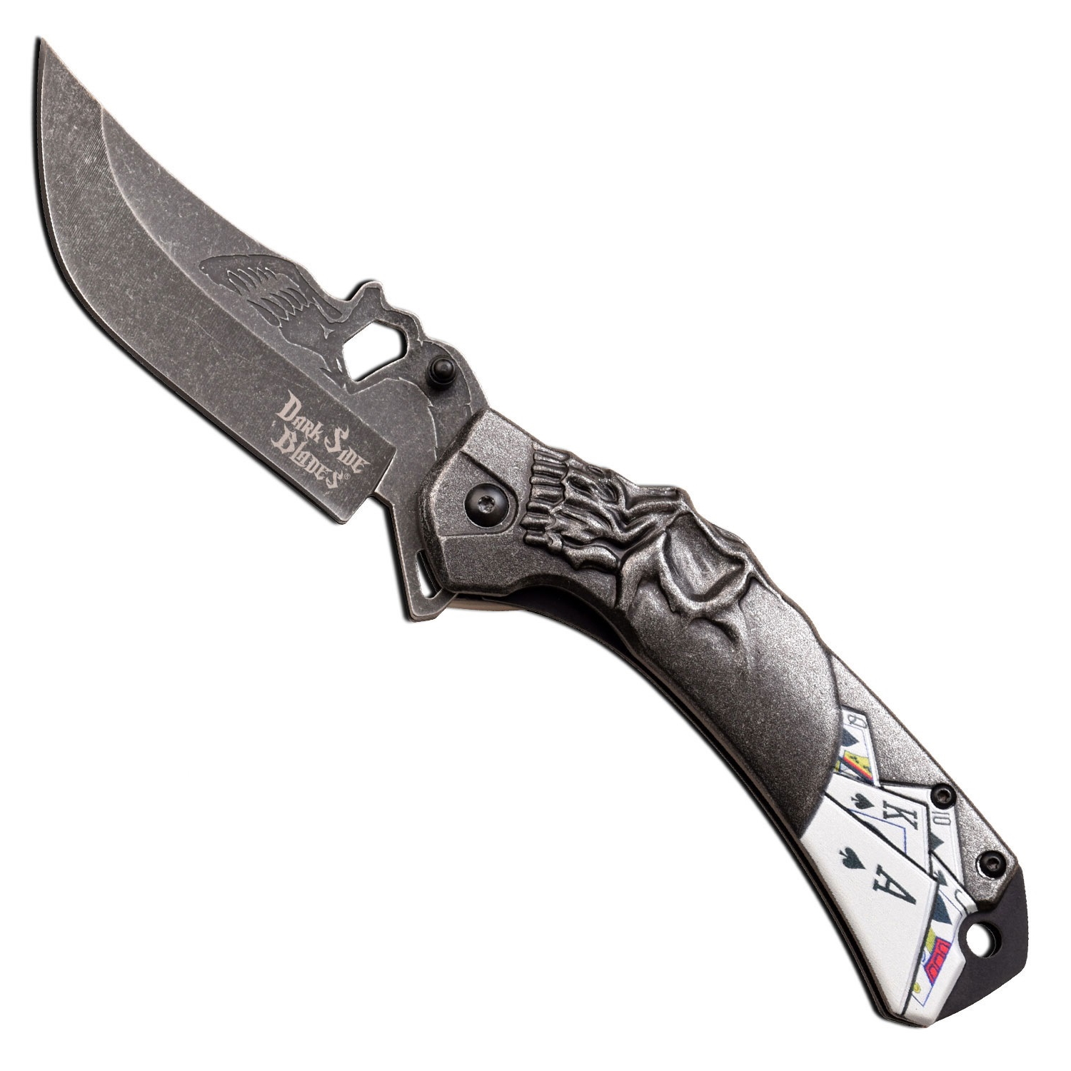 Dark Side Blades Skull Black Spring Assisted Knife | BladeOps
